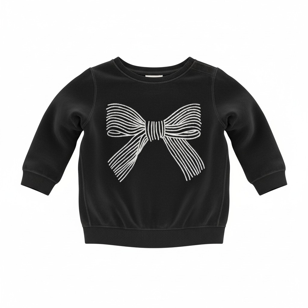 First Impressions Black Velour Top with Bow Design 3-6 Months NWT